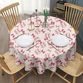 thumbnail image 3 of Pink Bows and Baseballs Pattern Round Tablecloth 60"x60",Wrinkle Wipeable Table Cloth for Kitchen Dining Room Picnic Patio Party, 3 of 6