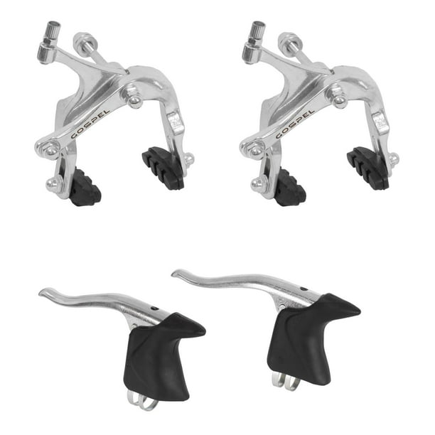 Juego de frenos caliper para bicicleta de carrera aluminio plata con palancas de freno plata Gospel