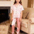 thumbnail image 2 of IFNWSV Girls Summer Outfits Kids Print Color Long Sleeve Trundown Neck Top Elastic Waisted Pants Mid Size Kids Casual Set Pink 8-9 Years, 2 of 6