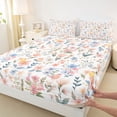 thumbnail image 3 of Homewish Pink Blue Flowers 3pcs Twin Sheet Sets For Teens Boys Girls,Dreamy Princess Twin Fitted Sheet,Spring Garden Breathable Flat Sheet,Luxury Bedroom Decor, 3 of 7