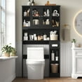 thumbnail image 5 of Homfa Over The Toilet Storage Cabinet with Toilet Paper Holder Stand, Above Toilet Organizer with Glass Doors, Behind Toilet Shelf for Restroom, Bathroom, Laundry, Black, 5 of 9