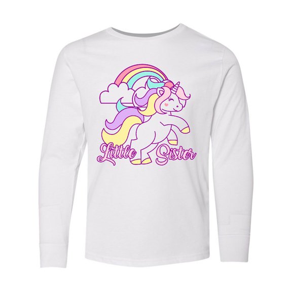 Inktastic Little Sister Unicorn Long Sleeve Youth T-Shirt