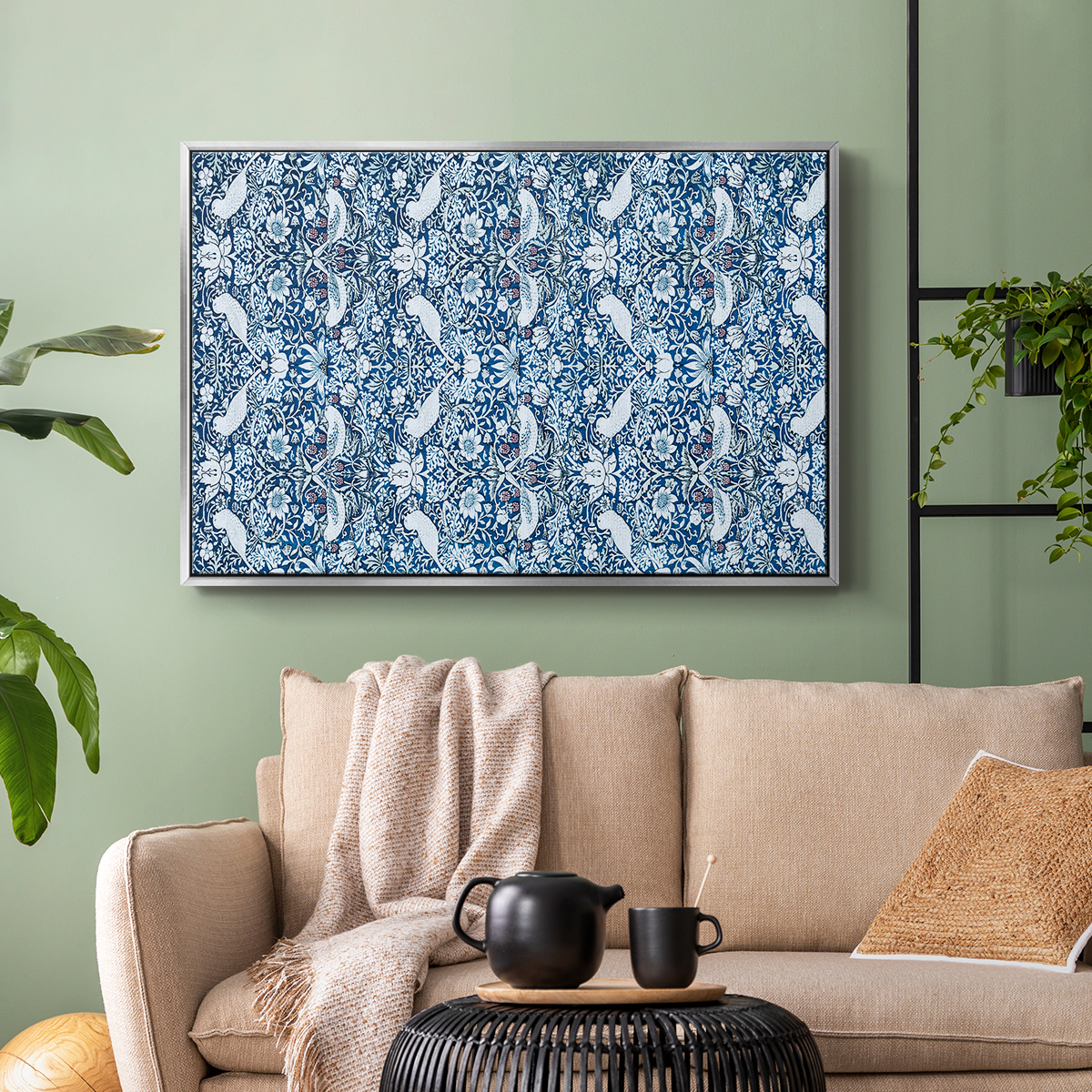 Vintage Abstract Print-LIX Framed in Silver Wood Gallery Wrapped Canvas 27 in. x 41 in.