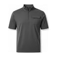 thumbnail image 5 of Men's Solid Short Sleeve Stand Collar Half Zip Outdoor Casual Sports Top Shirt Moisture Wicking Quick Dry UPF 50 Sun Protection Breathable Travel Gym Hiking Polo | JASKFLY,Dark Gray XL, 5 of 7