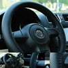 CBD Genuine Leather Car Steering Wheel Cover 15 inch Odorless Universal Anti Slip for Auto Automotive Interior Accessories Wrap Cover Black