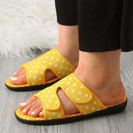 

MIASHUI shoes for women Ladies Fashion Summer Cloth Breathable Polka Dot Print Open Toe Hook Loop Flat Sandals