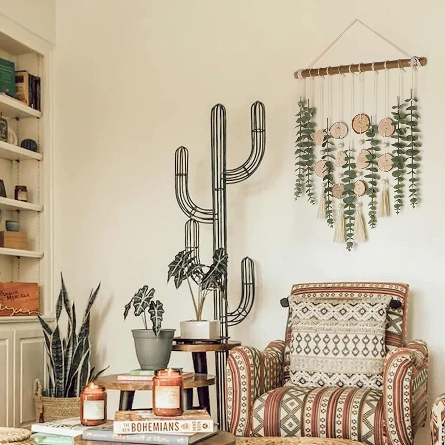 Bathroom Decor Artificial Eucalyptus Hanging Wall Decor Fake Eucalyptus Greenery Leaves Stems Wall Hanging Plants on Stick Boho Rustic Farmhouse Natural Home Decorations for Bedroom Nursery Kitchen