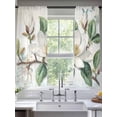 thumbnail image 5 of White Floral Semi Sheer Window Curtains 63 Inches Long, Botanical Magnolia Flower Leaves Butterfly Rod Pocket Voile Silky Chiffon Curtain Light Filtering Drapes for Living Room, 52"x63", 2 Panels, 5 of 9