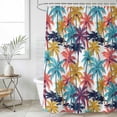 thumbnail image 4 of Colorful Palm Tree Bathroom Shower Curtains with 12 Hooks Polyester Waterproof Shower Curtain for Stalls and Bathtubs Summer Beach Tropical Plants Decorative Bathroom Privacy Curtain 72x84 Inches, 4 of 9