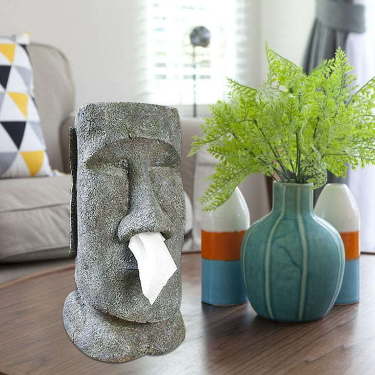 MOAI Easter Island Stone Face Portrait Tissue Box Snot Type Container  Holder 