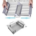 thumbnail image 6 of GULICA Dish Drying Rack Black, Adjustable Stainless Steel Drainer Basket Drain Tray for Dish Vegetable Fruit, 18.2" x 8.9", On or in Sink Kitchen Basket Dish Drying Rack, 6 of 6