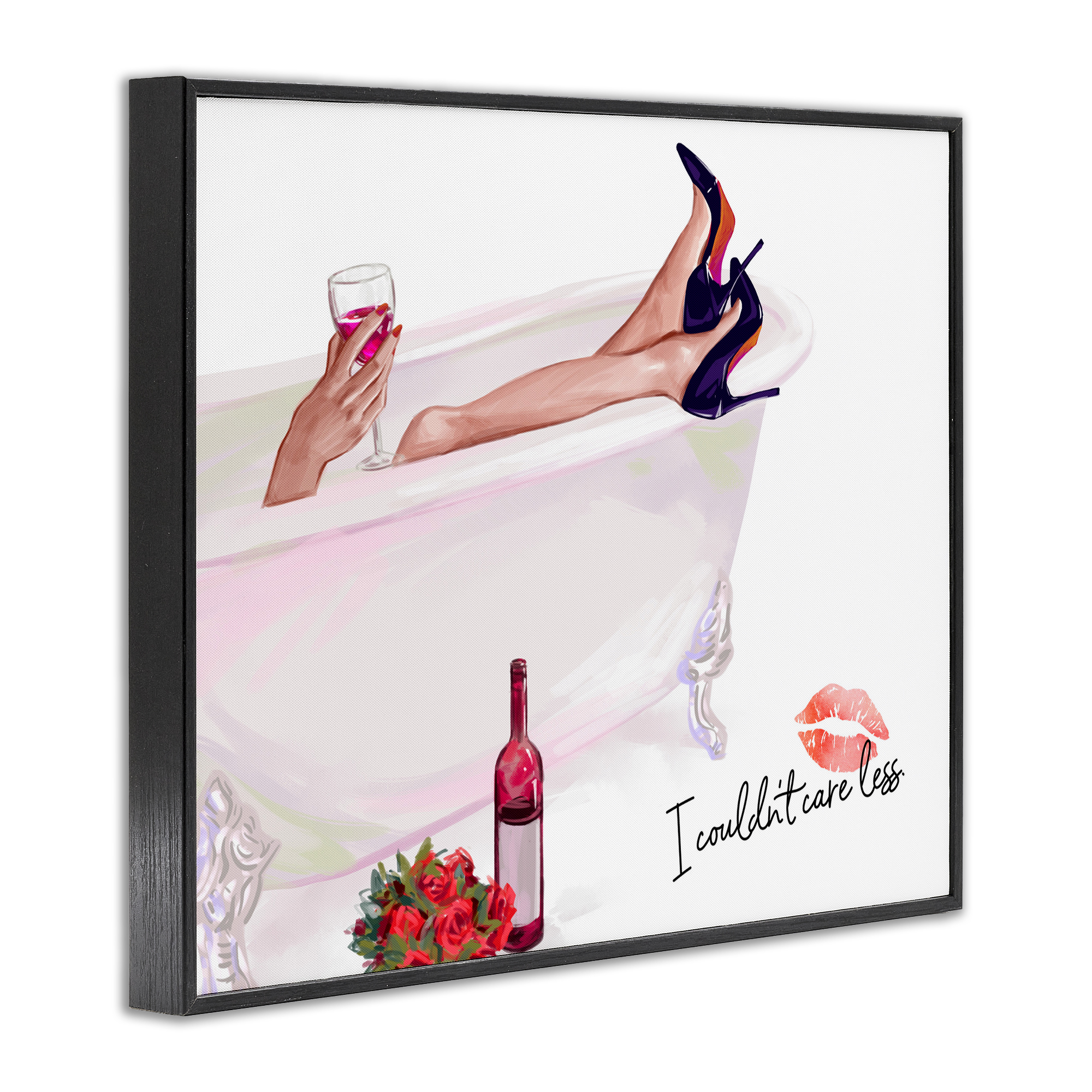 Couldn't Care Less Tub Black Framed Giclee Art, design by Ziwei Li