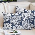 thumbnail image 2 of Navy Blue Monstera Deliciosa Throw Pillow Cover 20 x 30 Inch Decorative Pillow Cover Tropical Summer Botanical Lumbar Pillowcase Seasonal Rectangle Cushion Case for Couch Sofa Bed Living Room, 2 of 9