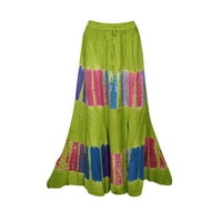 Mogul Womens Green Tie Dye A-Line Gypsy Long Skirt Rayon Summer Style Hippie Chic Boho Maxi Skirts