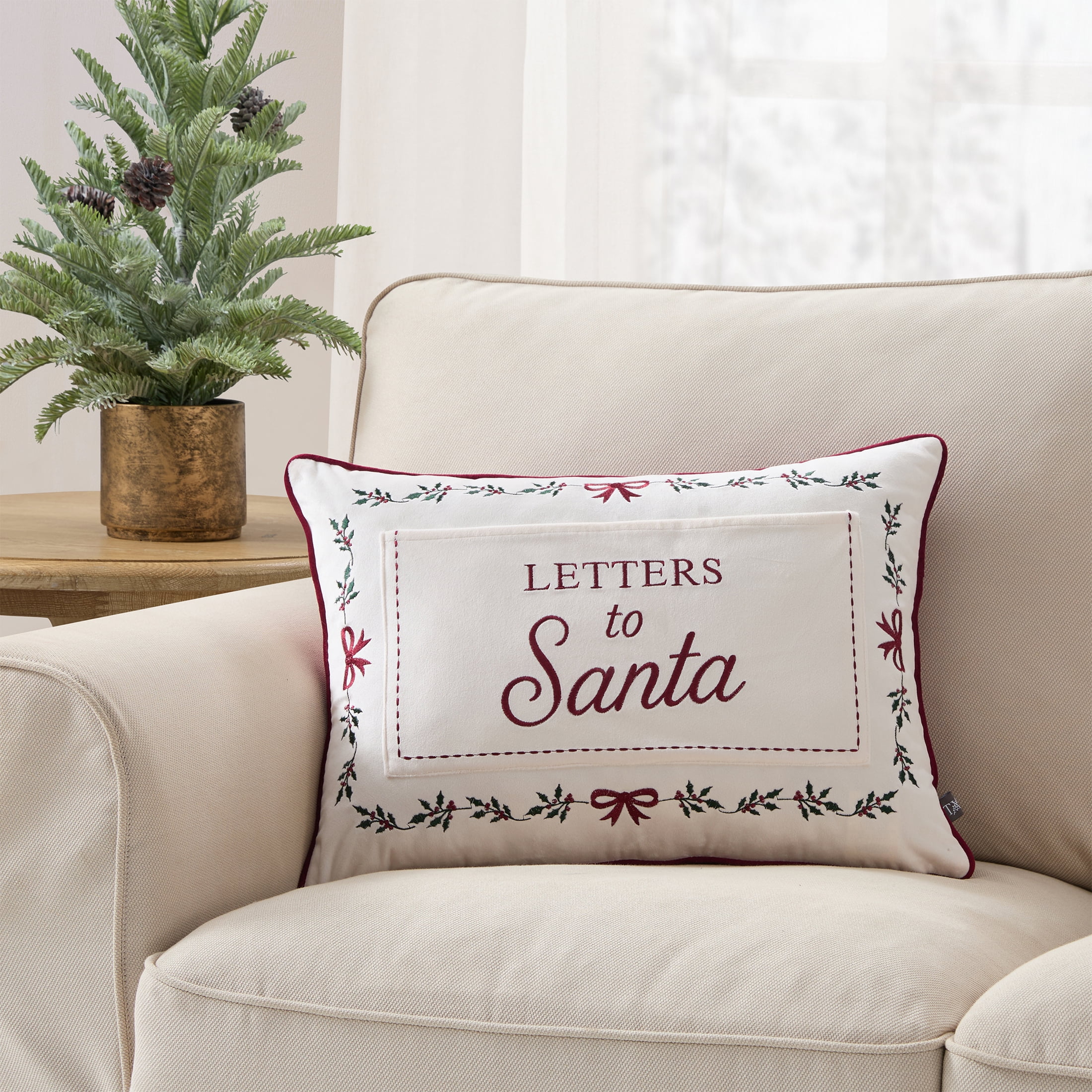 My Texas House 14" x 20" Ivory Letters to Santa Decorative Pillow Cover