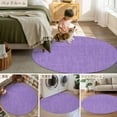 thumbnail image 6 of Purple 3.3ft Round Rug, Farmhouse Burlap Solid Purple Color Modern Linen Texture Non-Skid Rubber Backing Large Area Rugs - Living Room Bedroom Home Office, Indoor Floor Mat Carpets Washable Rug, 6 of 9