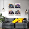 thumbnail image 4 of CDDposter Monster Truck Canvas Wall Art Watercolor Cartoon Car Color Racing Painting Vintage Car Posters Kids Boys Room Wall Decor Trucks Poster Boy Bedroom Nursery Paintings Children Unframed 4pcs, 4 of 6