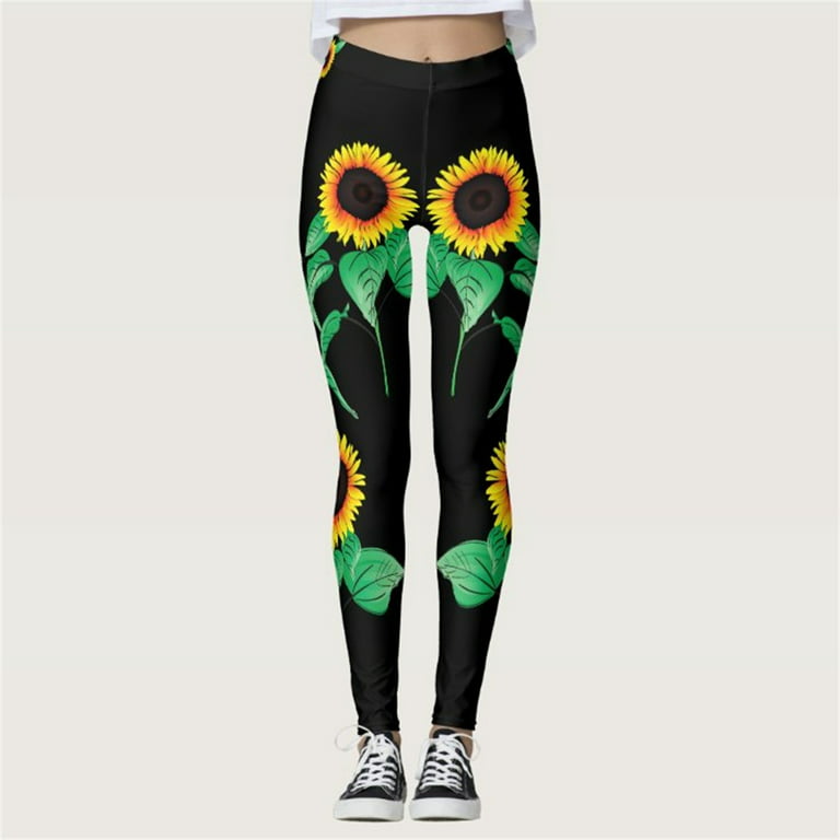 Women Suitable Sunflower Print Tights Leggings Control Yoga Sport Leggings  for Women High Waisted Leggings 80s Clothes for Women Black : :  Fashion