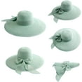 thumbnail image 2 of Womens 5.5 Inches Big Bowknot Straw Hat Large Floppy Foldable Roll up Beach Cap Sun Hat UPF 50+, 2 of 7