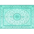 thumbnail image 1 of Ahgly Company Machine Washable Indoor Rectangle Medallion Turquoise Blue Traditional Area Rugs, 8' x 10', 1 of 4