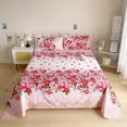 Red Rose Blossoms Printed Flat Bed Sheets for Single /Double Bed