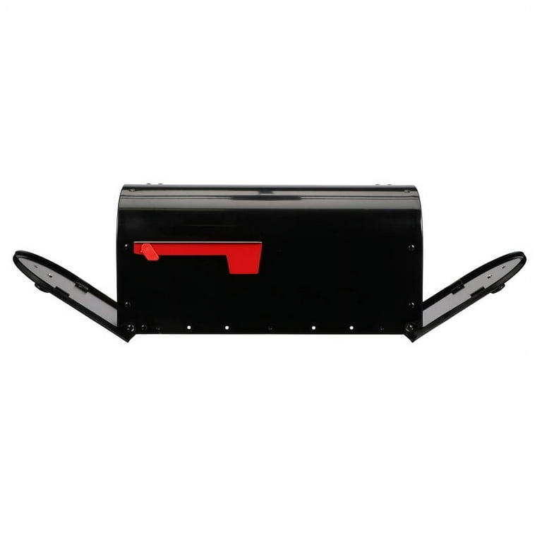 Outback Double Door, Large, Steel, Post Mount Mailbox, Black