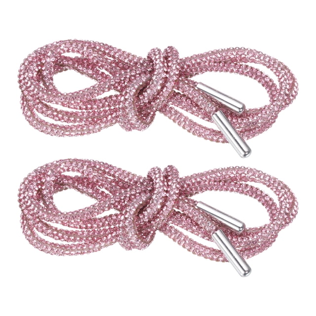 Uxcell 2 piezas de cordones de strass de 47" de longitud, cordones de cristal brillantes para pantalones deportivos, pantalones cortos y zapatillas, rosa claro