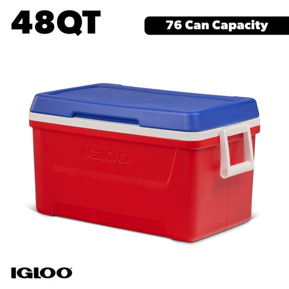Igloo 48 QT Laguna Hard Sided Ice Chest Cooler, Red White & Blue