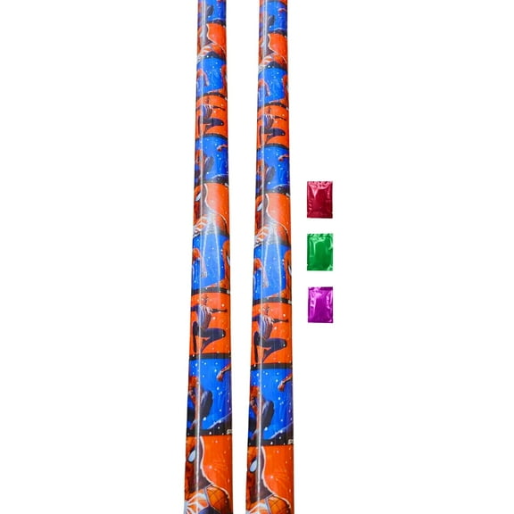 Spiderman Christmas Wrapping Paper 2 Rolls 40 Sq Ft Total, Holiday Birthday Baby Shower Halloween Easter Presents, Red Blue Party Gift Wrap w/ Grid Lines, Kids Gifts w/ Bonus Snoep in Beperkte Oplage