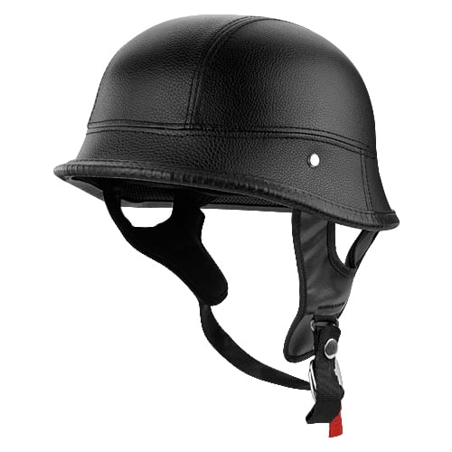 Black Leather Half Shell Motorcycle Helmet German Style - Walmart.com - Walmart.com