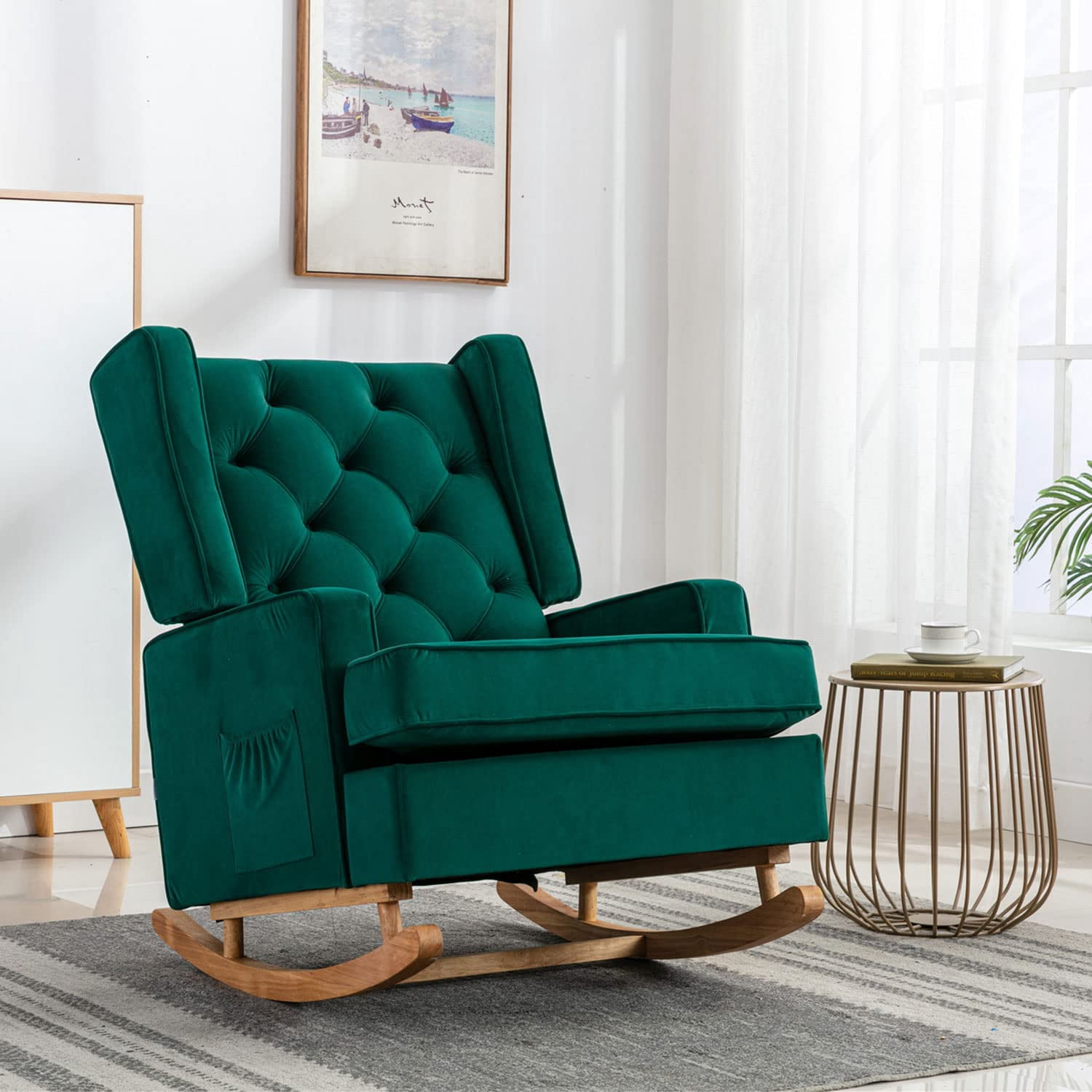 Rocking Chair Nursery,Upholstered Glider Chair for Nursery,Mid Century