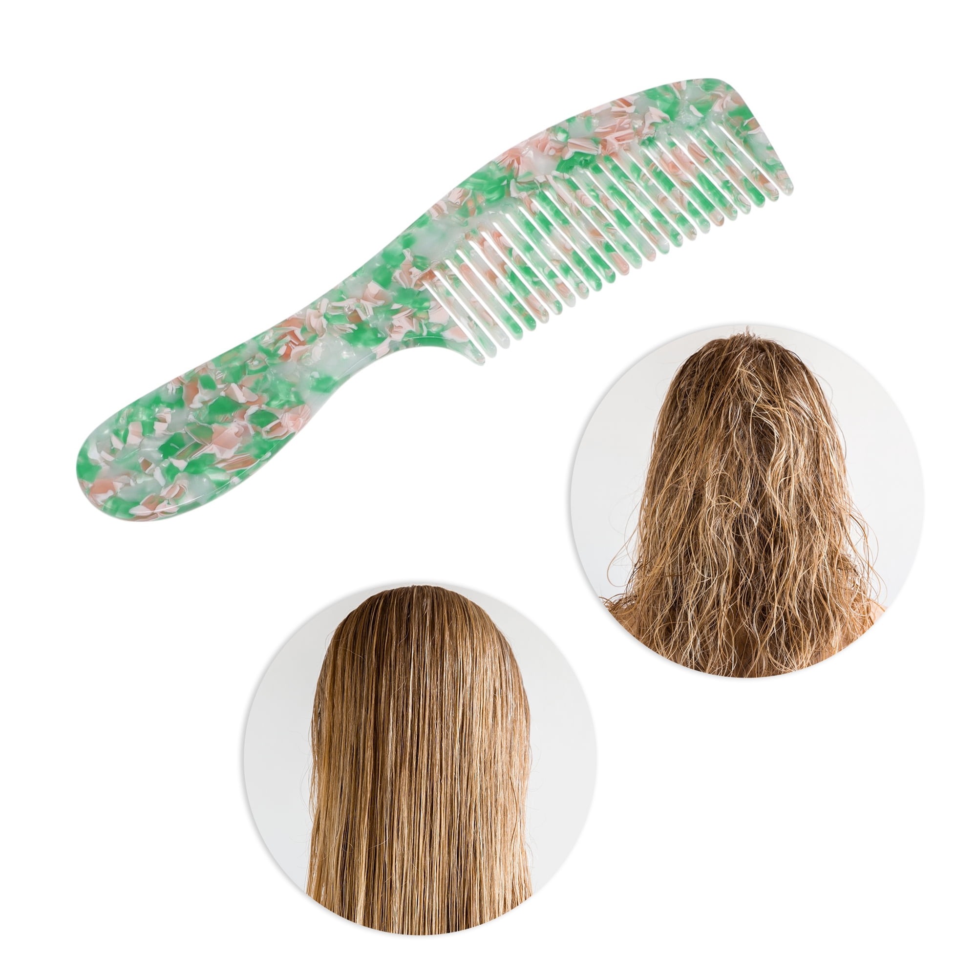 Unique Bargains 1 Pc Women Durable Hair Straightening Comb for Curly Wavy Hair Green