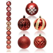 Christmas Ball Ornaments, 10 Ct 2.36" Pre-Strung Hanging Ornament Decorations, Xmas Shatterproof Plastic Balls for Holiday Party Wreath Garlands Trees,Assorted Designs, 10 Pieces