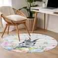 thumbnail image 5 of Easter Round Area Rugs Collection 3.3', Spring Bunny Colorful Eggs Plants Wooden Grain Non Slip Indoor Circular Throw Runner Rug Floor Mat Carpet for Living Room Dining Table Bedroom Nursery, 5 of 9