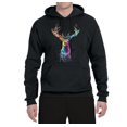 thumbnail image 2 of Wild Bobby, Colorful Paint Splatter Deer Head, Animal Lover, Unisex Graphic Hoodie Sweatshirt, Black, Small, 2 of 3
