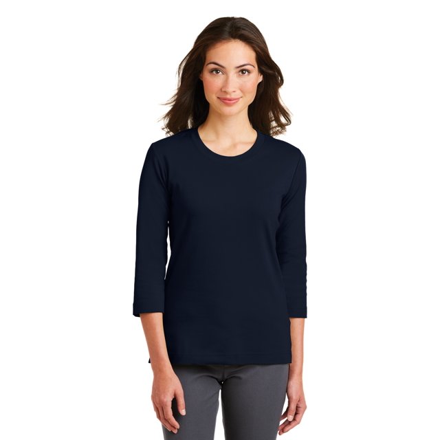 Port Authority® Ladies Modern Stretch Cotton 3/4-Sleeve Scoop Neck Shirt. L517 Autoridad Portuaria L517