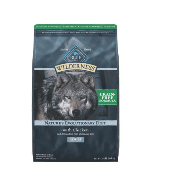Blue Buffalo Wilderness Adult Grain-Free High-Protein Real Chicken Recipe Dry Dog Food 24 lb