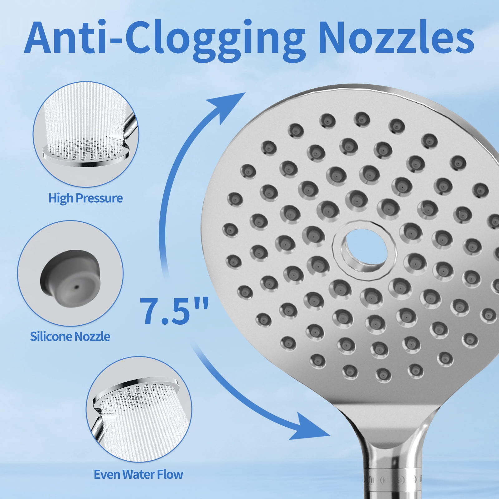 KAIYING Filtered Dual Shower Head System, 9-Mode Rain and Handheld Spray Combo with Adjustable Extension Arm, Chrome
