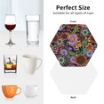 thumbnail image 6 of Honeii Vintage Floral print Leather Coaster Set of 4, ideal for safeguarding your furniture from drinks spills and effortless cleanup-Hexagon, 6 of 6