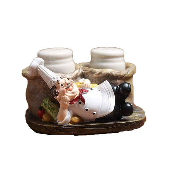 Kitchen Pepper, Salt Bottle Storage Ornament - Resin Chef Restaurant Chef Statue C