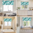 thumbnail image 5 of Boho Abstract Geometric Texture Valances for Windows,Kitchen Valance Rod Pocket Short Curtain, Summer Leaves Turquoise Valance Curtain Window Valances for Bedroom Bathroom Living Room 60x18in, 5 of 9