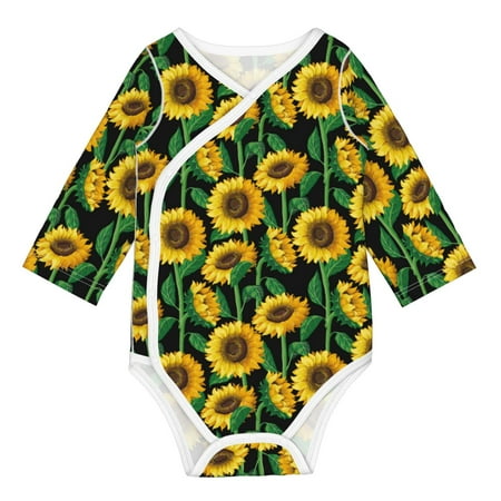 

Gaeub Sunflower 1 Unisex Babies Long-Sleeve Bodysuit 100% Organic Cotton-12 Months