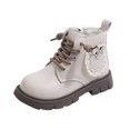 thumbnail image 2 of Cethrio Little Girls Lace Up Boots, Fashion Fall Winter Round Toe Side Zipper Ankle Boots Beige Size 12.5 Little Kids, 2 of 8
