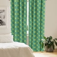 thumbnail image 2 of Ambesonne Tropical Curtains, Exotic Leaves With Dots, Pair of 28"x63", Apple Green and Teal, 2 of 5