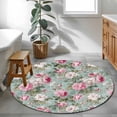 thumbnail image 3 of Round Area Rug 4 Ft, Vintage Spring Floral Washable Non-Slip Circle Carpet for Living Room/Bedroom, Botanical Summer Pink Green Low-Profile Crawling Mats Collection Rugs for Indoor, 3 of 8