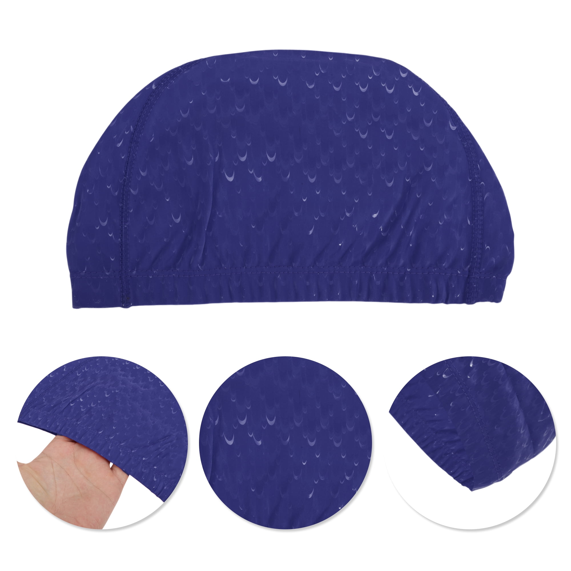 Unique Bargains Pleated Style Swimming Cap 1 Pc Navy Blue