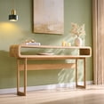 thumbnail image 5 of Aitjunz 63" Modern Entryway Table, Wood Console Table with Open Storage Shelf and Curved Edges, Natural, 5 of 6