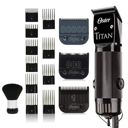 Oster Titan Model Detachable Blade Heavy Duty Clipper with Bonus Detachable Blade, 10 Guide Comb Set and Neck Duster