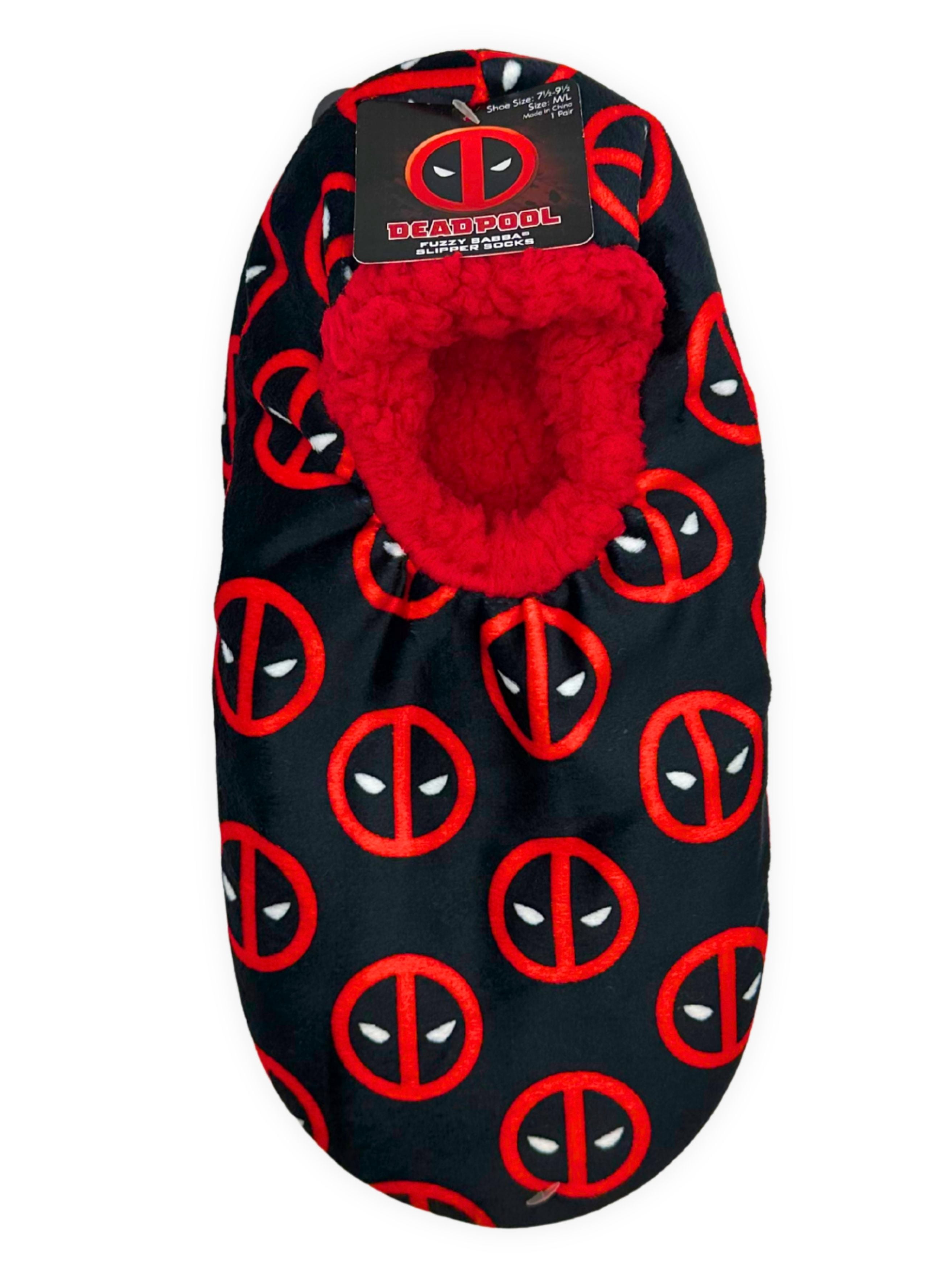 Deadpool Men's Fuzzy Babba Slipper Socks, 1-Pack, Sizes M/L & L/XL