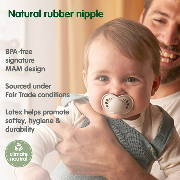 MAM Latex Natural Rubber Pacifier, 2 PK, Unisex, MAM Latex